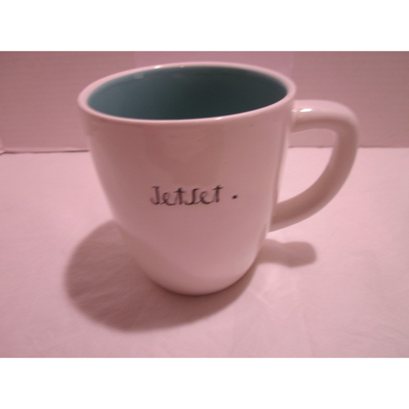 Rae Dunn Artisan Collection Ceramic JET SET Coffee Mug Cursive Script Magenta - Picture 1 of 7